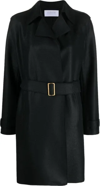 Buckle-Belt Virgin-Wool Trench Coat