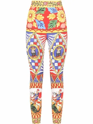 Graphic-Print High-Waisted Trousers