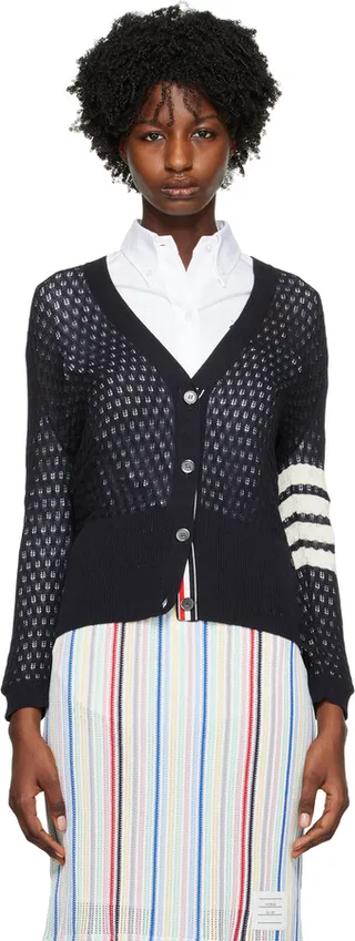 Thom Browne Navy 4-Bar Cardigan