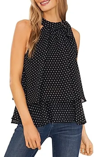 CeCe Polka Dot Double Layer Halter Top