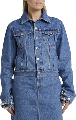 Chain-Link Denim Trucker Jacket