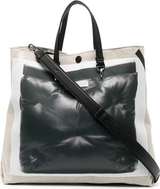 Graphic-Print Linen Tote Bag