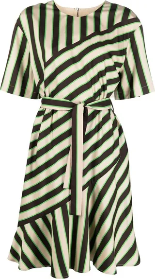Stripe-Pattern Midi Dress