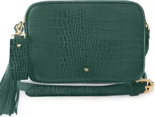 Johnny Loves Rosie - Emerald Vegan Leather Croc Logan Tassel Bag