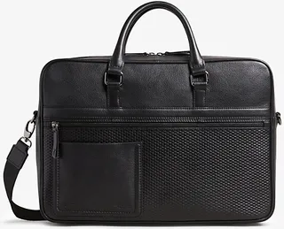 Mens Black Canvess Leather Cross-body Satchel