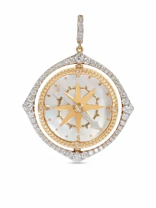 18kt gold Mythology spinning compass diamond pendant