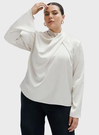 High Neck Drape Detail Top