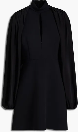 Lace-trimmed crepe mini dress