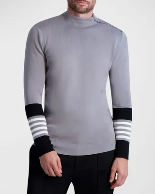 Men's Colorblock Mock-Neck Zip Sweater