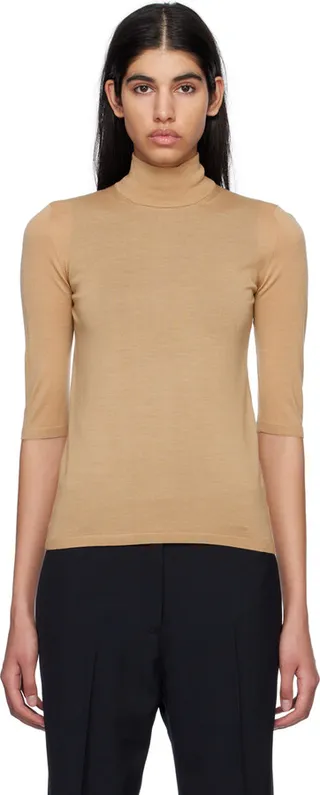 Max Mara Tan Unghia Turtleneck
