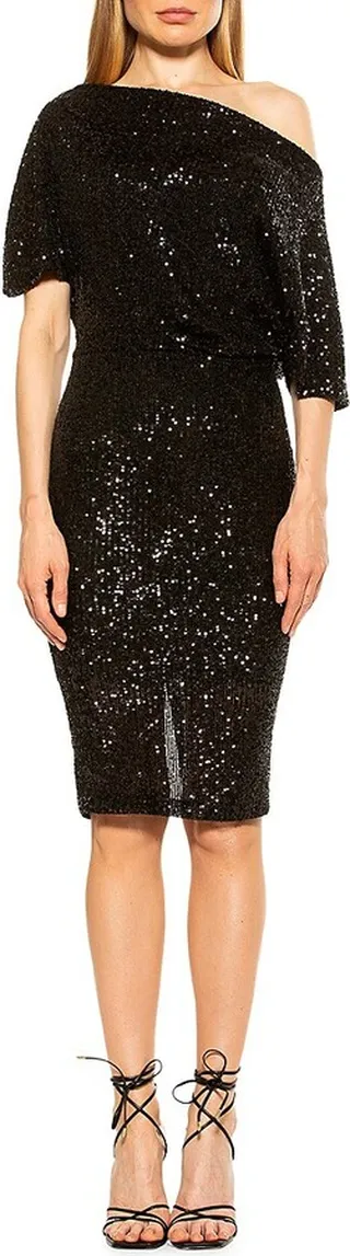 Olivia Sequin Draped Sheath Dress