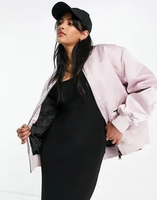 Allsaints brooke bomber jacket in pink