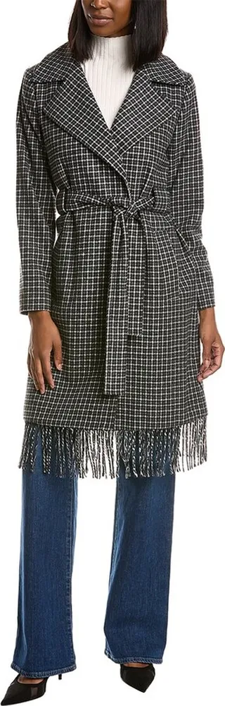 Sam Edelman Fringe Wool-Blend Wrap Coat