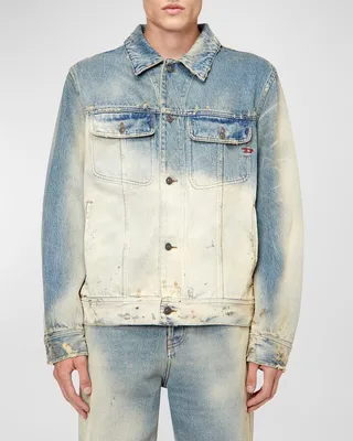 Men's D-Barcy Distressed Denim Trucker Jacket