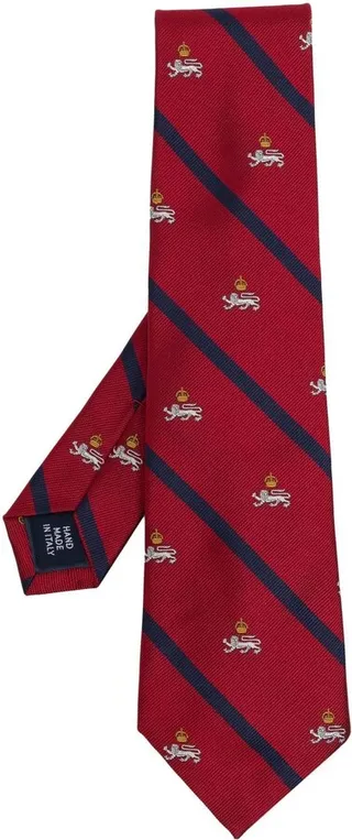Embroidered Striped Tie