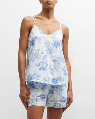 Map-Print Poplin Cami and Boxer Set