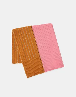 Bi Color Cashmere Silk Ribbed Scarf