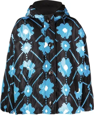 Clover floral-print puffer coat