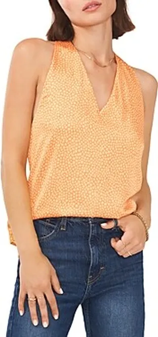1.state Printed V Neck Halter Top