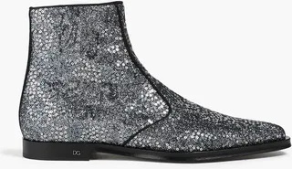 Embellished metallic canvas Chelsea boots