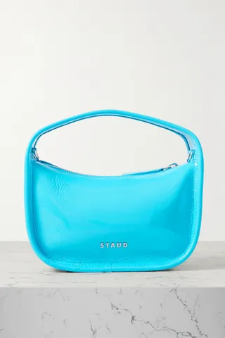 STAUD - Venice Mini Patent-leather Tote - Blue