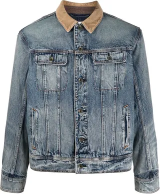 Corduroy-Collar Denim Jacket