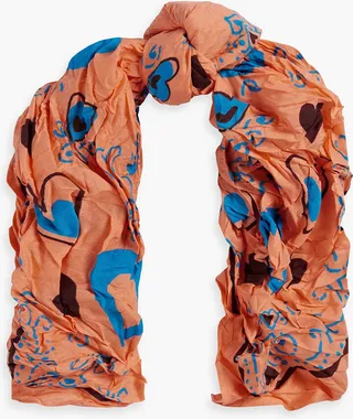 Printed cotton and silk-blend scarf
