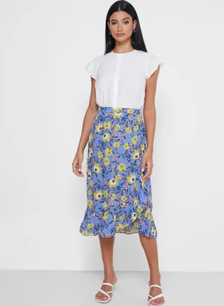 Printed Midi Skirt