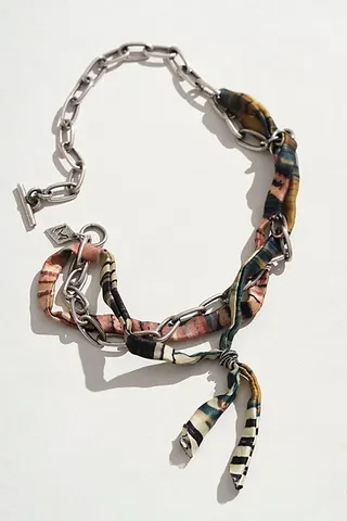 M. Cohen Silk Mix Large Link Silver Chain Choker by M. Cohen at Free People