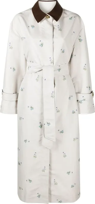 Yason floral-print trench coat