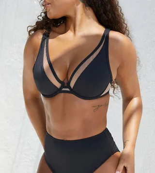 Wolf & Whistle x Malaika Terry Exclusive mix and match high waist bikini bottom in black