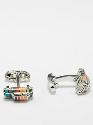 Artist-stripe Enamel & Metal Mini Car Cufflinks