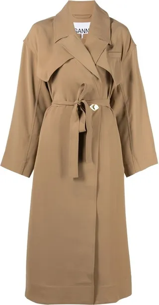 Logo-Plaque Belted Trench Coat