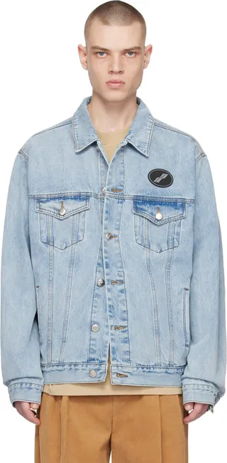 We11done Blue Paneled Denim Jacket