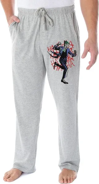 DC Comics Men's The Joker HA! HA! HA! Broken Mind Loungewear Pajama Pants (SM) Grey