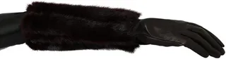 Dolce & Gabbana Mid Arm Length Leather Fur Women's Gloves