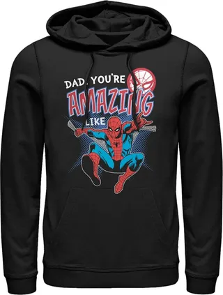 Men's Marvel Dad You're Amazing Like Spider-Man Pull Over Hoodie - Black - Medium