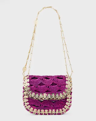 Mess Disc Cutout Raffia Shoulder Bag
