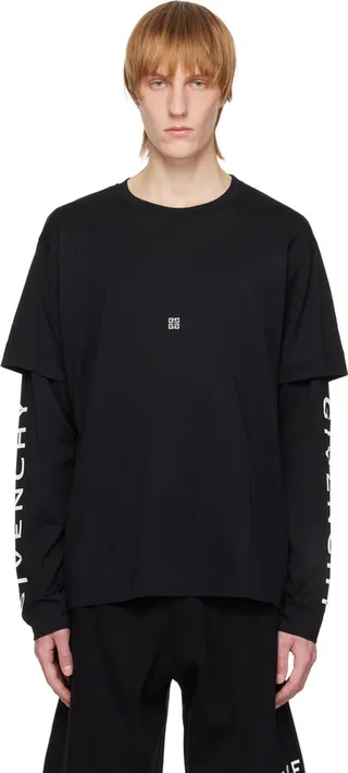 Givenchy Black Double Layer Long Sleeve T-Shirt