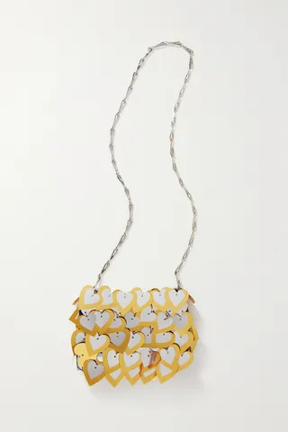 Paco Rabanne - Sparkle Nano Paillette-embellished Metallic Faux Leather Shoulder Bag - Gold
