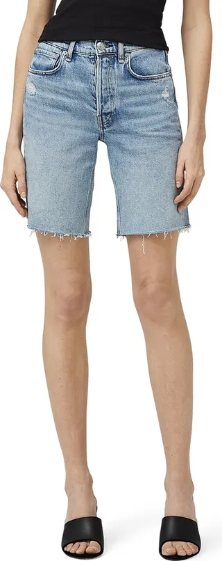 Raw Hem Denim Bermuda Shorts