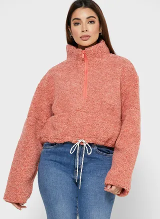 Anahi Zip Detail Fleece Sweater