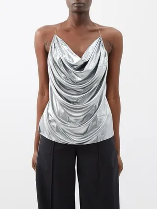 Halterneck Draped Lurex Top