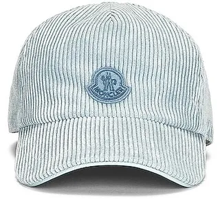 Moncler Corduroy Baseball Cap in Baby Blue