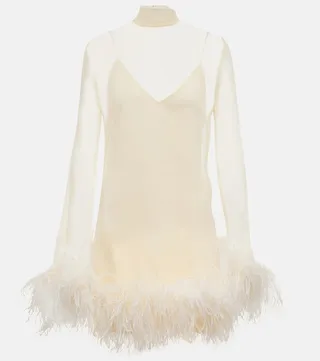 Gina Spirito feather-trimmed minidress