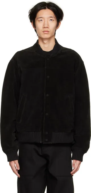 424 Black Paneled Leather Jacket