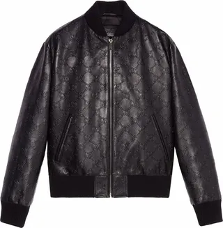 GG-debossed leather jacket