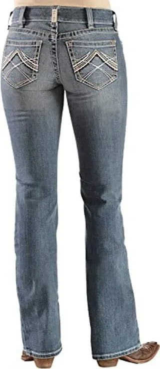 ARIAT Women's R.E.A.L. Mid Rise Stretch Whipstitch Boot Cut Jean