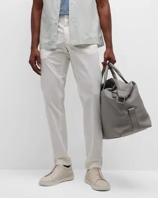 Men's Flat Front Cotton Trousers
