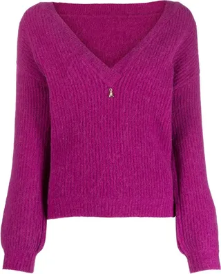 long-sleeve V-neck jumper